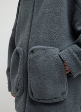 Cozy Fleece Cubic Zipup Bomber in Grey - The Shoe Hive