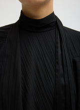 Creased Acetate Drape Cape Tie Top in Black - The Shoe Hive