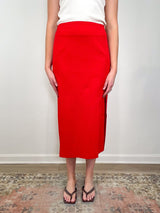 Creased Stretch Crepe Skirt in Red - The Shoe Hive