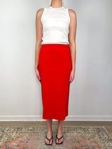 Creased Stretch Crepe Skirt in Red - The Shoe Hive