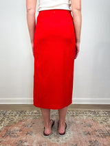 Creased Stretch Crepe Skirt in Red - The Shoe Hive