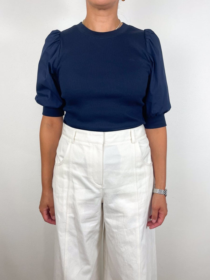 Crew Neck Coralee Top in Navy - The Shoe Hive