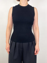 Crewneck Sid Sleeveless Pullover in Black - The Shoe Hive