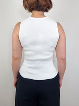 Crewneck Sid Sleeveless Pullover in Off White - The Shoe Hive