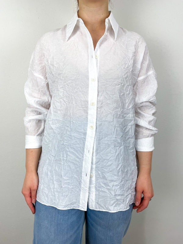Crinkle Shirting Oversized Shirt White - The Shoe Hive