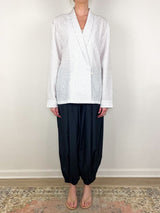 Crinkle Stripe Summer Suiting Shawl Collar Jacket in Ivory Multi - The Shoe Hive