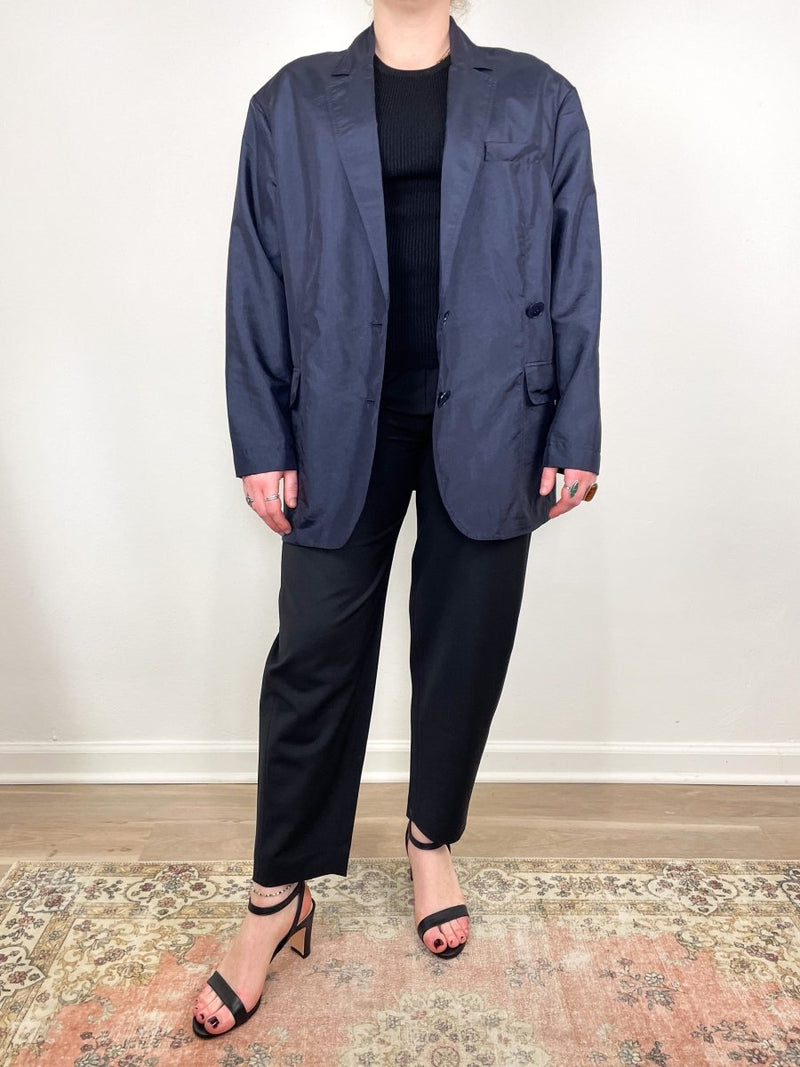 Crispy Nylon Liam Blazer in Navy - The Shoe Hive