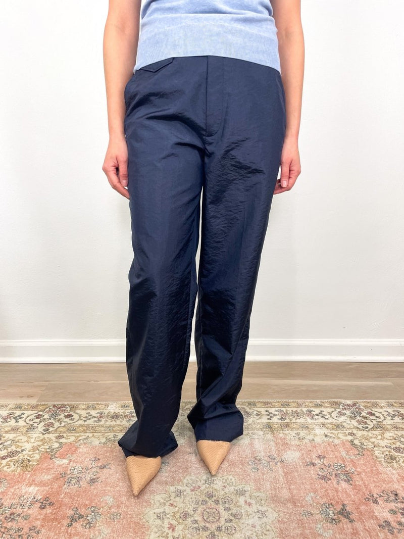 Crispy Nylon Rodney Trouser in Navy - The Shoe Hive