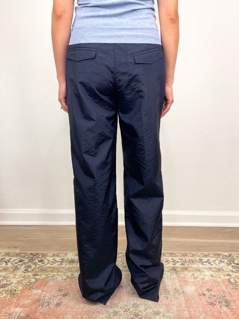 Crispy Nylon Rodney Trouser in Navy - The Shoe Hive