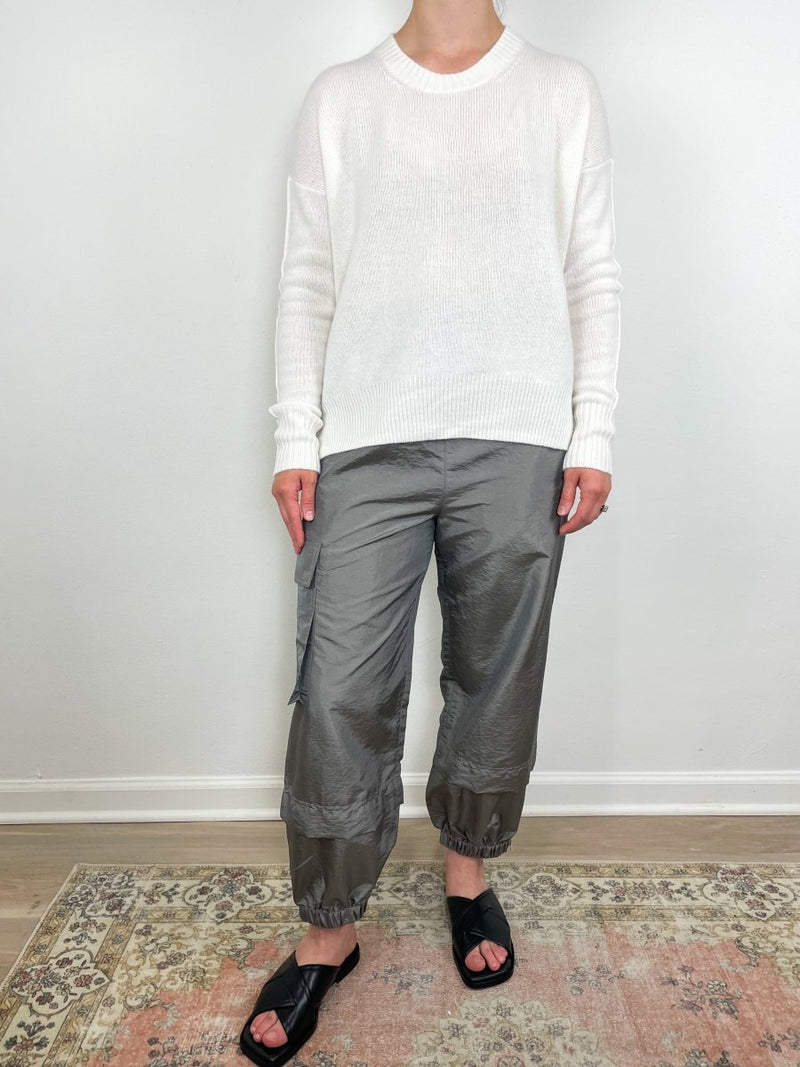 Crispy Nylon Wilt Pull On Jogger in Grey(Long) - The Shoe Hive