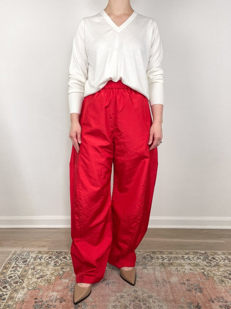 Crispy Nylon Winslow Pant in Red - The Shoe Hive