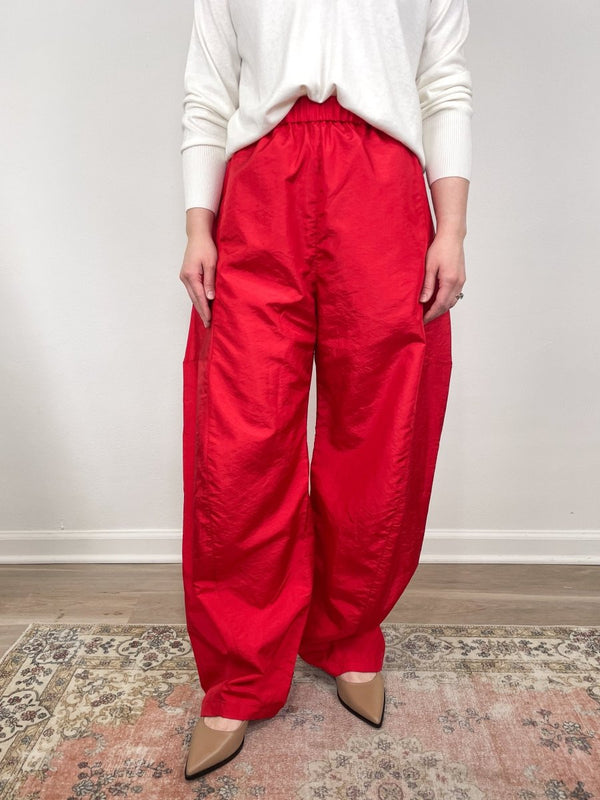 Crispy Nylon Winslow Pant in Red - The Shoe Hive