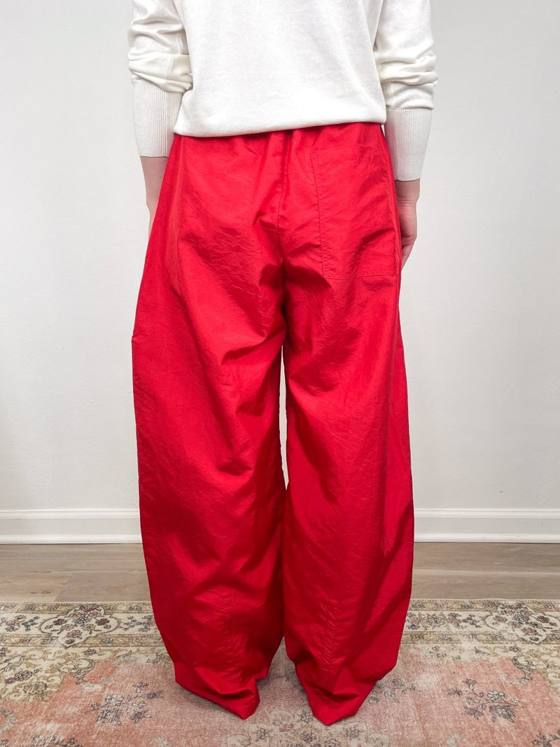 Crispy Nylon Winslow Pant in Red - The Shoe Hive