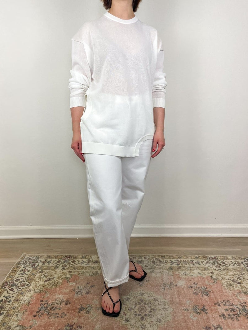 Crispy Sweater w/Cut Out in Optic White - The Shoe Hive