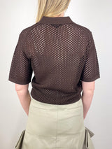 Crochet Netting Slim Polo in Hickory Brown - The Shoe Hive