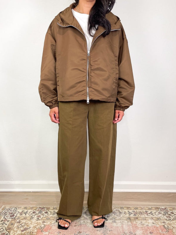 Croppe Nylon Windbreaker in Brown - The Shoe Hive