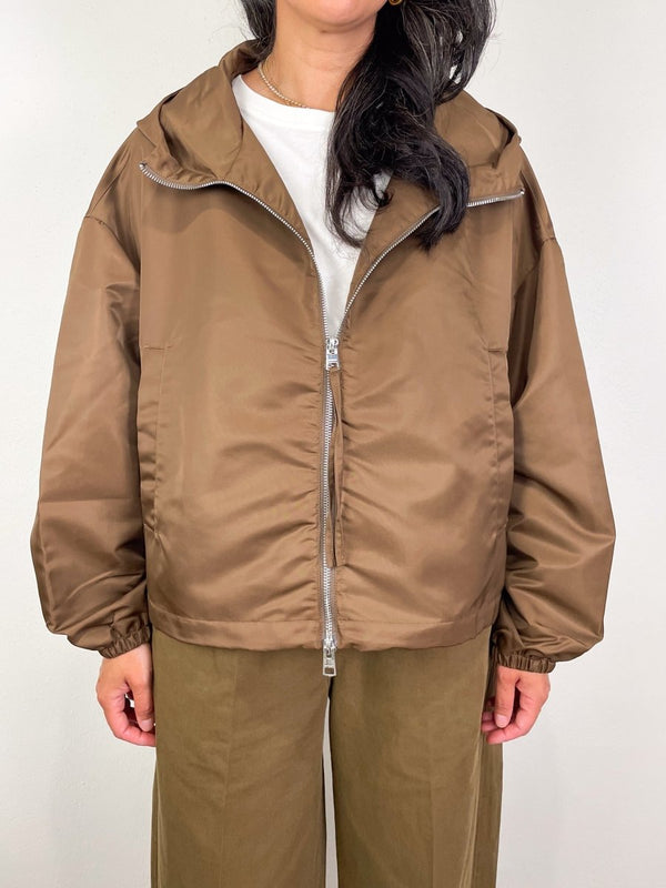 Croppe Nylon Windbreaker in Brown - The Shoe Hive