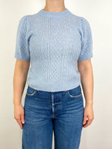 Cropped Cable Sweater in Glacier - The Shoe Hive