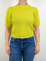 Cropped Cable Sweater in Lemongrass - The Shoe Hive