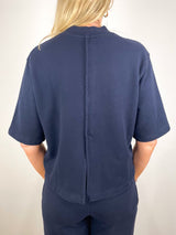 Cropped Mock Neck Tee in Midnight - The Shoe Hive