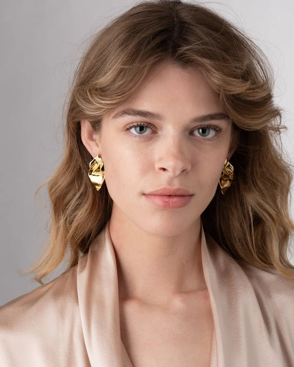 Crumpled Gold Small Post Earring - The Shoe Hive