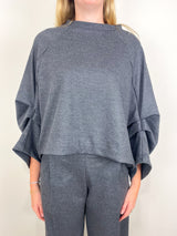 Orly Tucked Sleeve Top in Charcoal