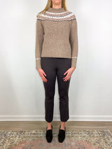 Marge Fair Isle Sweater in Camel Donegal Multi Hand Knit Cashmere