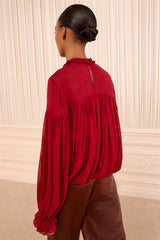 Pearl LS Silk Blouse in Cerise