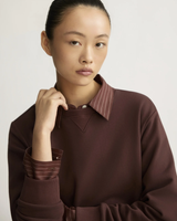 Kent Crewneck with Snaps Cotton Terry in Oxblood