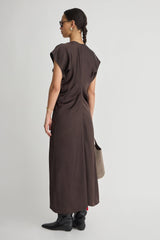 Monde Drape Bias Maxi in Black Coffee