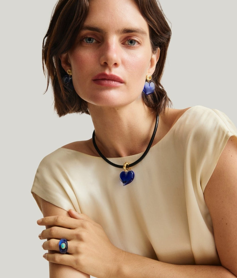 Dali Heart Earrings in Blue - The Shoe Hive