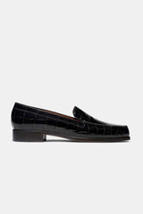 Danielle Slip On Loafer in Black Embosed - The Shoe Hive