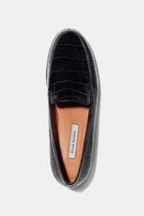 Danielle Slip On Loafer in Black Embosed - The Shoe Hive