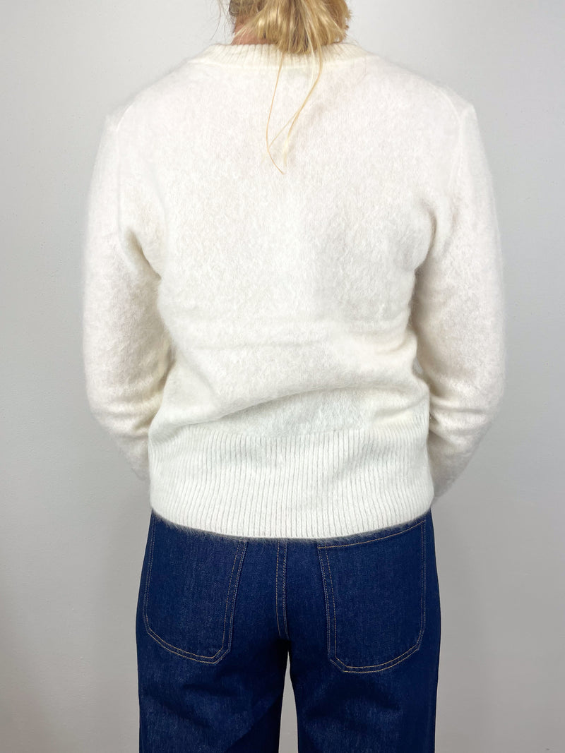 Pippen Brushed Cashmere Pullover in Ivory