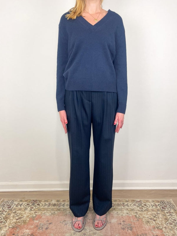 Deep V Sweater in Selvedge - The Shoe Hive