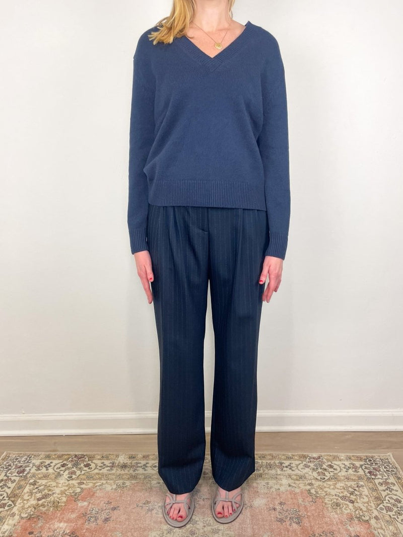 Deep V Sweater in Selvedge - The Shoe Hive