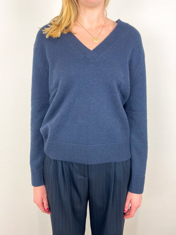 Deep V Sweater in Selvedge - The Shoe Hive