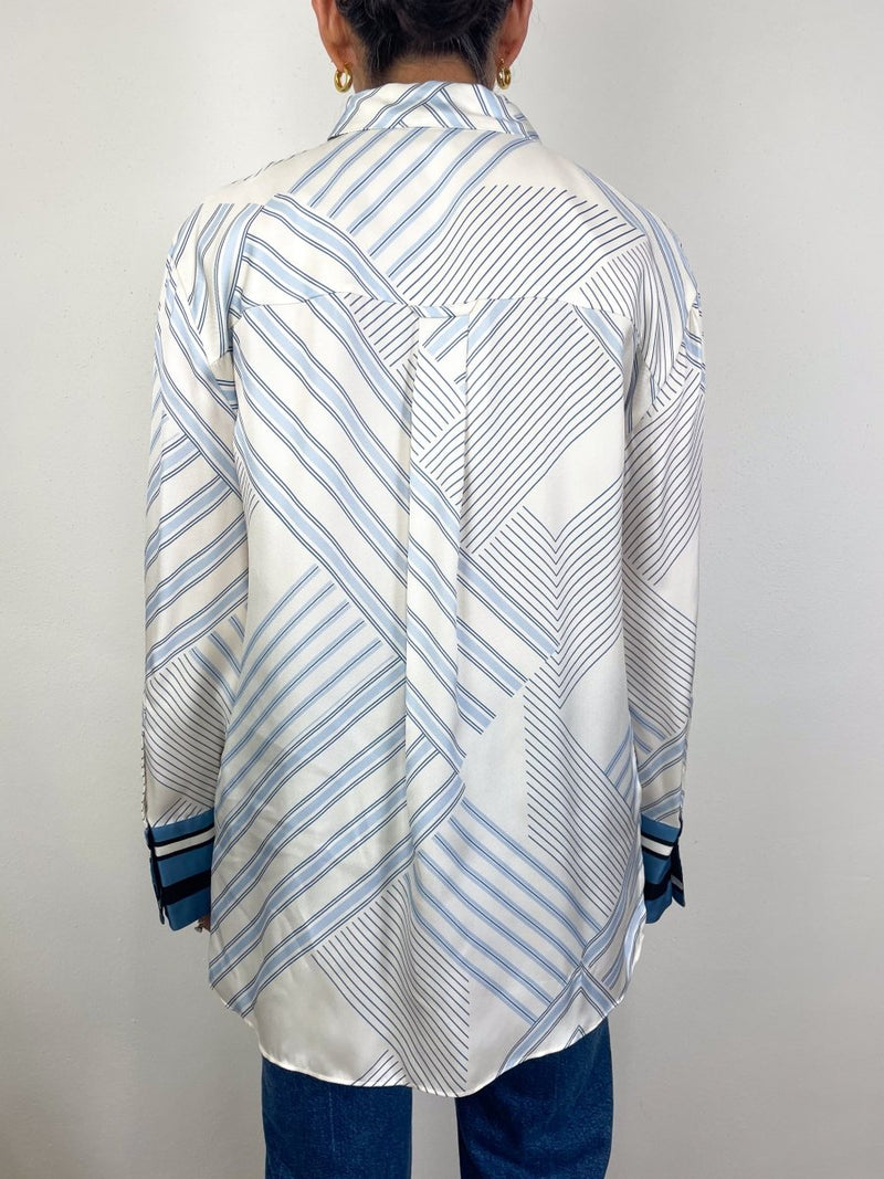 Delilah Blouse in Dove/Blue - The Shoe Hive