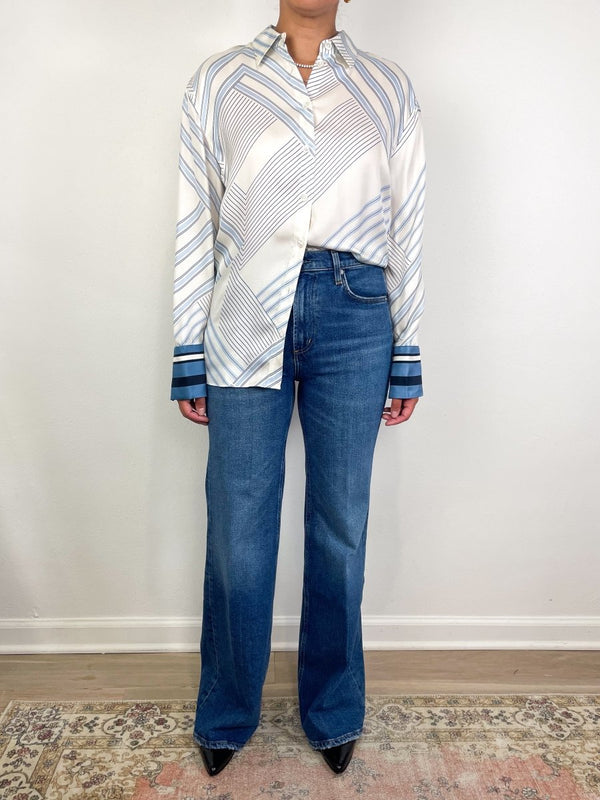 Delilah Blouse in Dove/Blue - The Shoe Hive