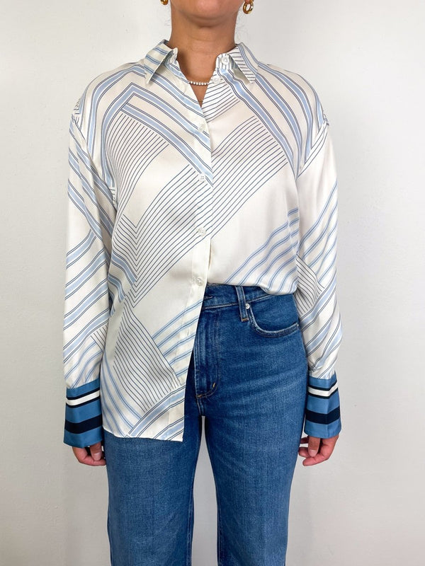 Delilah Blouse in Dove/Blue - The Shoe Hive
