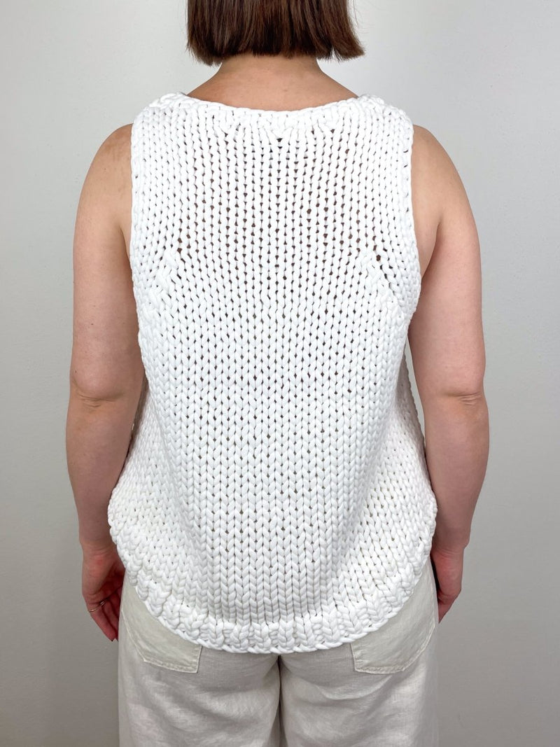Deluxe Tube Yarn Sweater Tank in White - The Shoe Hive