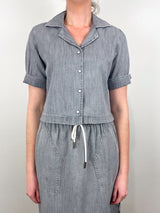Denim Cuffed Shirt in Grey Wash - The Shoe Hive