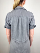 Denim Cuffed Shirt in Grey Wash - The Shoe Hive