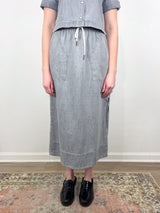 Denim Drawcord Skirt in Grey Wash - The Shoe Hive