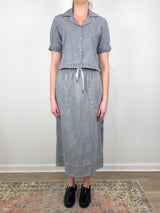 Denim Drawcord Skirt in Grey Wash - The Shoe Hive