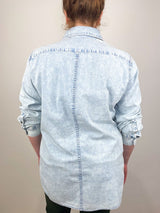 Denim Shirting Charlie Slim Mens Shirt in Bleached Denim - The Shoe Hive