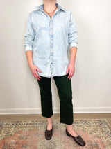 Denim Shirting Charlie Slim Mens Shirt in Bleached Denim - The Shoe Hive