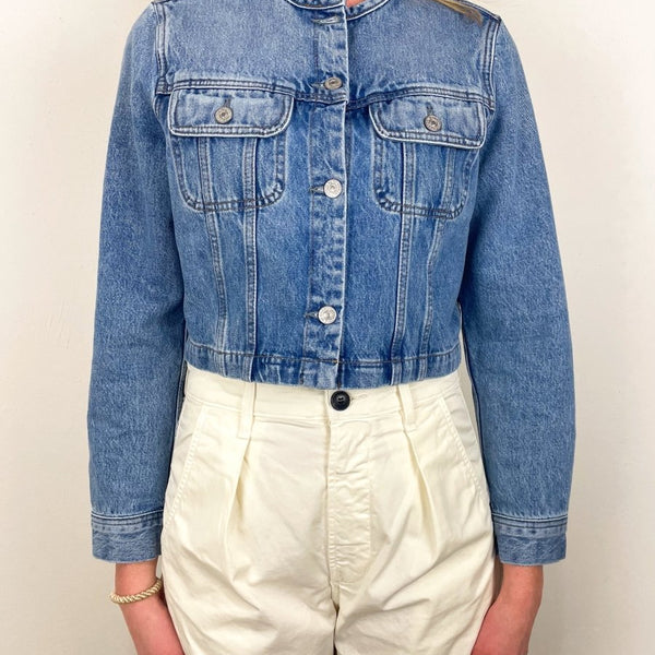 新品デニムジャケットMANY PATCHED COLLARLESS JACKET Devin Collarless Jacket in Cecil exclusive at The Shoe Hive