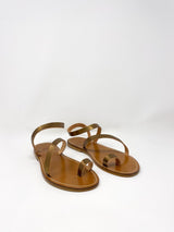 Diagonal Strap Sandal in Bronze Leather - The Shoe Hive