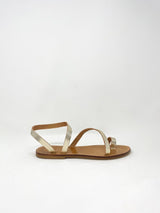 Diagonal Strap Sandal in Platino Leather - The Shoe Hive